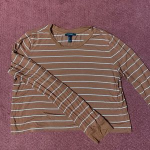 Forever 21 Cropped Long Sleeve striped T Shirt